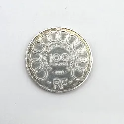 pièce 100 francs jean monnet 1992   argent 900 millième 15g