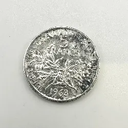 pièce 5 francs semeuse 1963 argent 835 millième 11,98g