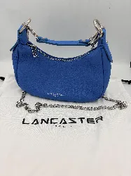 sac lancaster en cuir bleu cyan studio mini sac hobo