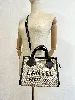 sac lancel cabas summer tote taille s en cuir noir et toile de jute