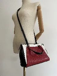 sac lancel cuir noir blanc rouge