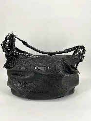 sac sonia rykiel en cuir noir et détails argentés