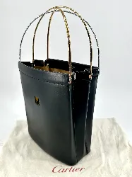 sac vintage cartier trinity en cuir noir