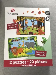 2 puzzles - 20 pièces - animaux