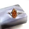 bague en argent ambre naturel avec inclusions t56 argent 925 millième (22 ct) 3,43g