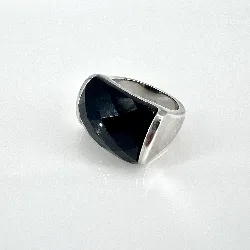 bague en argent avec pierre noire facettée  argent 925 millième (22 ct) 11,39g