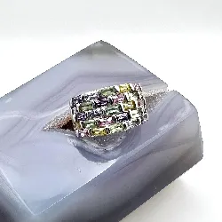 bague en argent cocktail pierre multicolore t53,5 argent 925 millième (22 ct) 7,81g