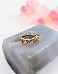 bague or sertie de 2 citrines et 1 améthyste or 750 millième (18 ct) 3,92g