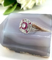 bague style art-déco pavée d'oxydes t60