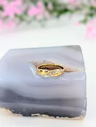 bague vagues en 2 ors sertie de 4 petits diamants or 750 millième (18 ct) 2,15g