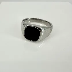 bgac bague chevalière avec onyx carré en acier