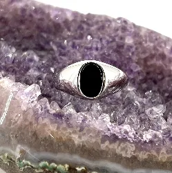 bgac bague chevalière avec onyx ovale en acier