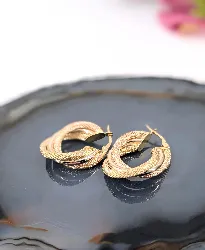 boucles d'oreilles créoles en 3 ors or 750 millième (18 ct) 4,61g