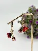boucles d'oreilles creoles fleurs en émail rouge et rose