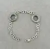 bracelet argent pendentifs ovales ornés de pierres noirs argent 925 millième (22 ct) 11,15g