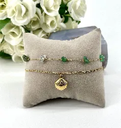 bracelet chaîne à breloque coeur doré en métal doré