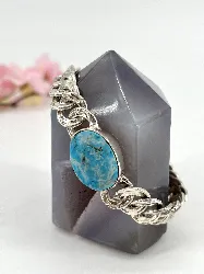 bracelet en argent maille gourmette avec apatite argent autre 53,63g