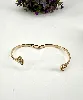bracelet jonc feuilles de ginkgo pavée d'oxydes en métal doré