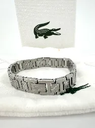 bracelet lacoste metropole en acier inoxydable logo crocodile