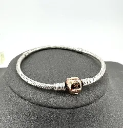 bracelet pandora maille serpent fermoir barillet doré l18cm argent 925 millième (22 ct) 13,76g