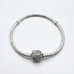 bracelet pandora maille serpent fermoir pavé scintillant l18cm argent 925 millième (22 ct) 14,14g