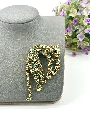 broche léopard en strass