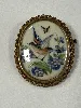 broche porcelaine de limoges oiseaux et fleurs