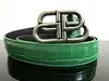 ceinture balenciaga en cuir embossé crocodile vert avec logo bb argenté vieilli taille 70
