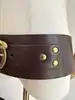 ceinture large gucci en cuir marron et boucle en laiton doré vieilli taille 85/34 réf. 201799