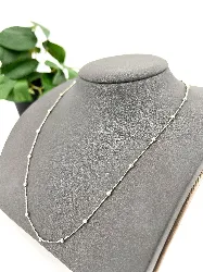 chaîne en argent alternée de billes l50cm argent 925 millième (22 ct) 2,57g