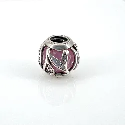 charm pandora feuilles abstraites rose argent 925 millième (22 ct) 3,63g