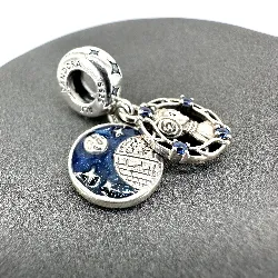 charm pandora star wars double pendant princesse leia argent 925 millième (22 ct) 3,72g