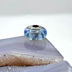 charm pandora verre de murano blanc à gouttes bleues argent 925 millième (22 ct) 3,33g