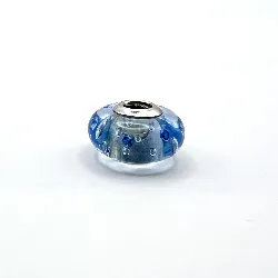 charm pandora verre de murano bleu à motifs argent 925 millième (22 ct) 3,53g