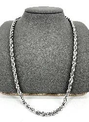 collier acier inoxydable maille corde torsade l54cm