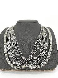 collier agatha col claudine maille gourmette et ruban entrelacé