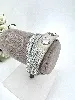 collier/bracelet double tour swarovski slake en cuir blanc avec cristaux