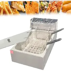 friteuse électrique,profonde 6l en acier inoxydable,avec indicateur led et panier,thermostat réglable