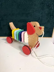 jouet chien en bois à tirer oxybul