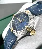 montre breitling callistino b52045 mouvement quartz en acier & or jaune, bracelet en cuir bleu