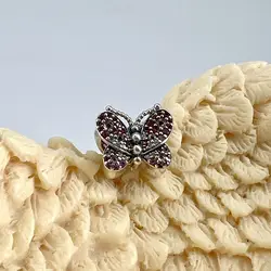 pandora charm argent papilon orné de cristaux roses et blanches argent 925 millième (22 ct) 2,27g