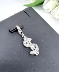 pendentif charm thomas sabo dollar serti d'oxydes de zirconium blancs argent 925 millième (22 ct) 1,83g