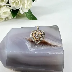 pendentif swarovski doré en forme de coeur avec oxydes