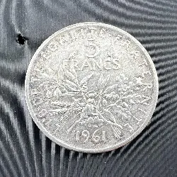 pièce 5 francs semeuse 1961 argent 835 millième 12,05g