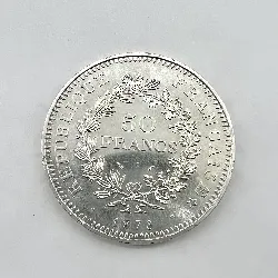 pièce 50 francs hercule 1978 argent 900 millième 29,93g