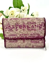portefeuille lancaster en cuir beige et violet