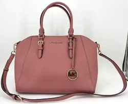 sac à main michael kors ciara en cuir saffiano rose avec bandoulière amovible et réglable