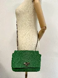 sac à main vimoda cuir imitation serpent vert avec bandoulière chaîne