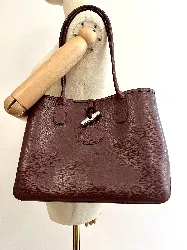 sac cabas longchamp roseau en cuir bordeaux