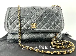 sac chanel à chaîne timeless / classique en cuir noir